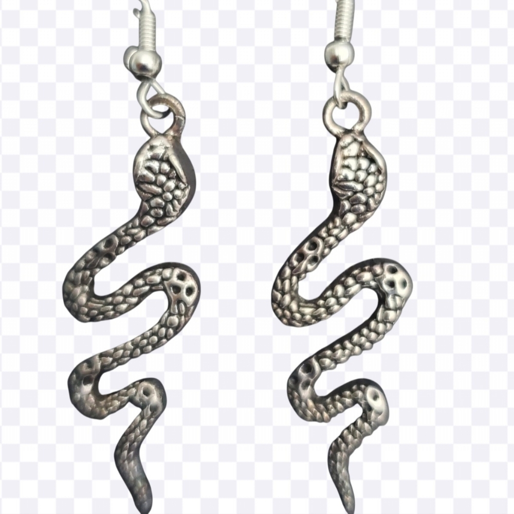 Silver Snake Dangle Earrings